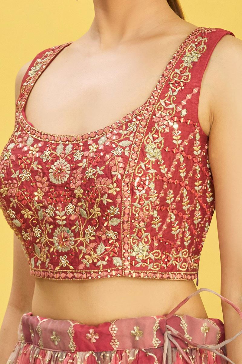 Breathtaking Multi and Maroon Colored Designer Lehenga Choli