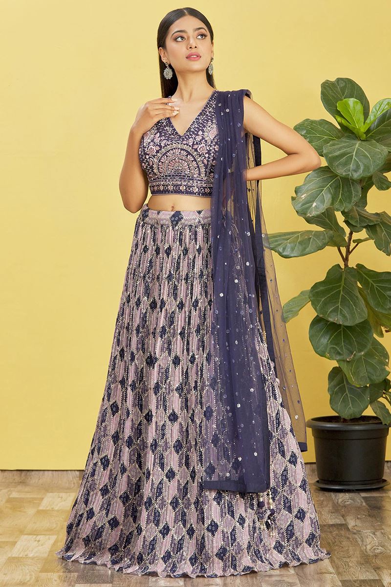 Ethnic Multi and Purple Colored Designer Lehenga Choli