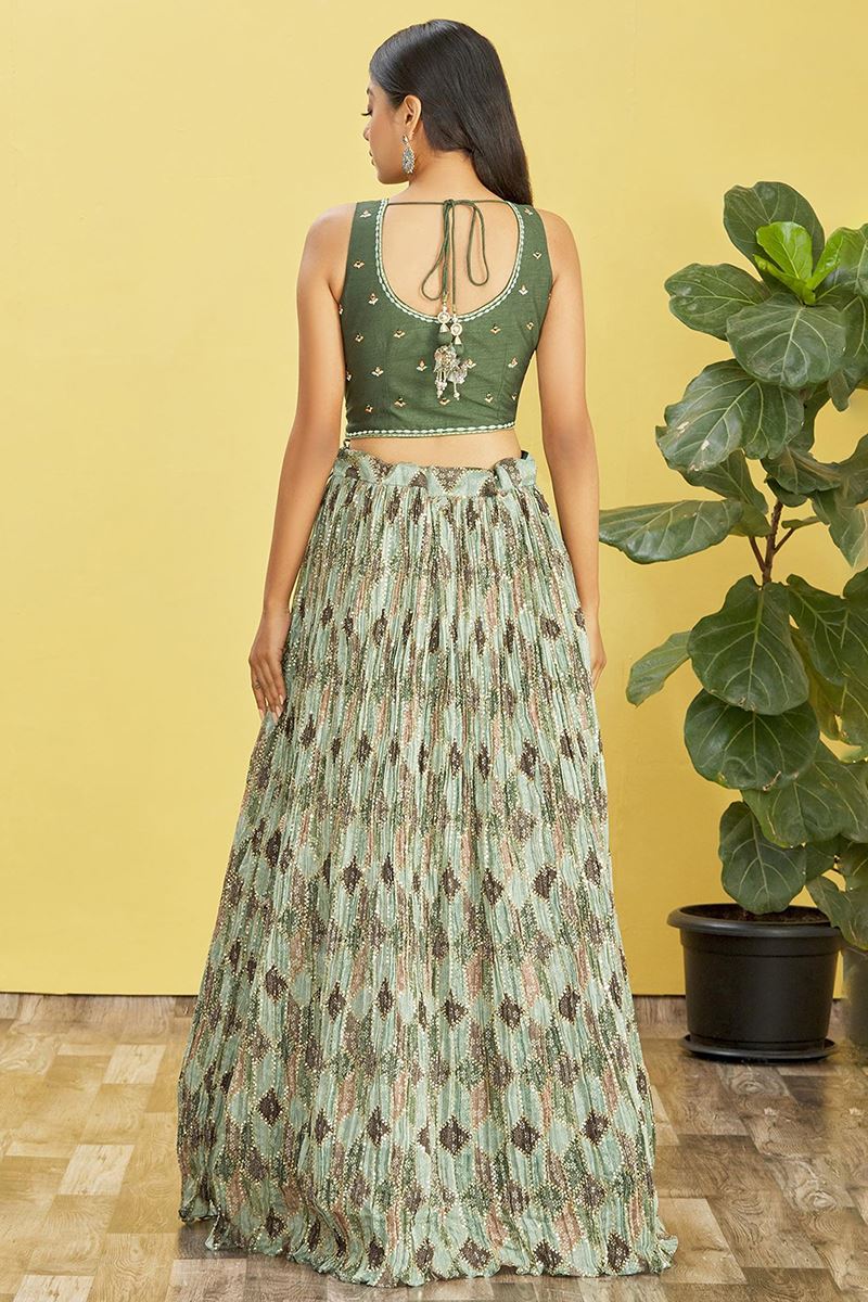 Flawless Multi and Green Colored Designer Lehenga Choli