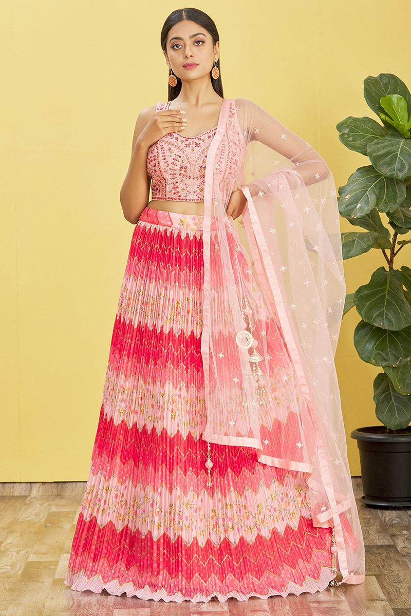 Captivating Multi and Light Pink Colored Designer Lehenga Choli