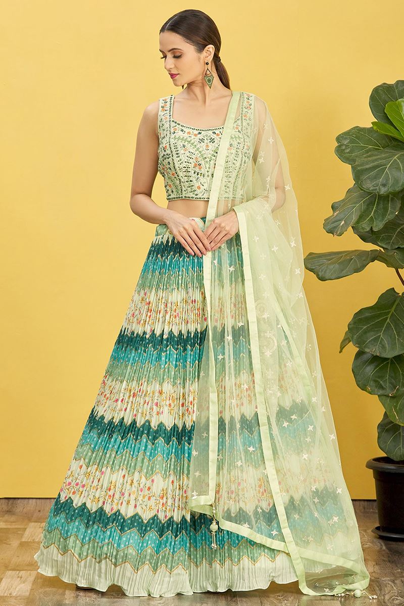 Charismatic Multi and Pista Colored Designer Lehenga Choli