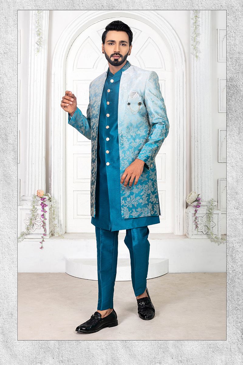 SplendidPeacock Colored Men’s Designer Sherwani