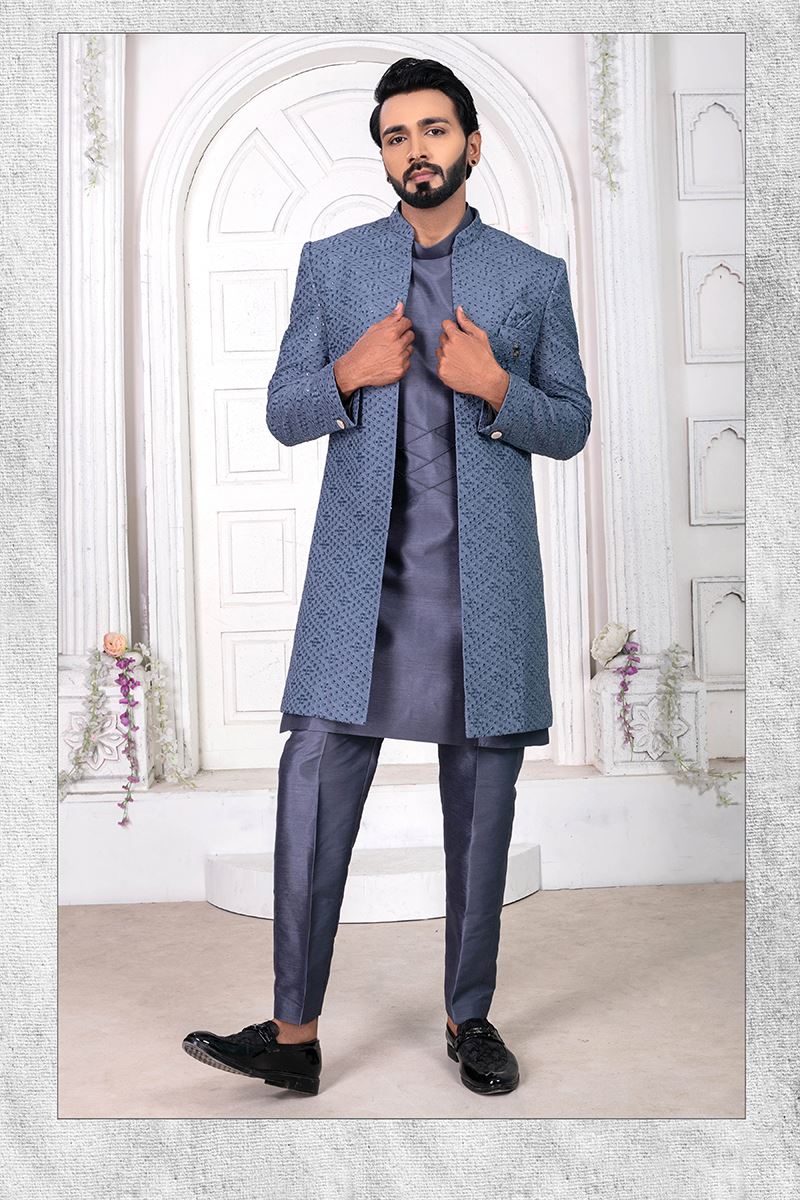ExuberantGray Colored Men’s Designer Sherwani