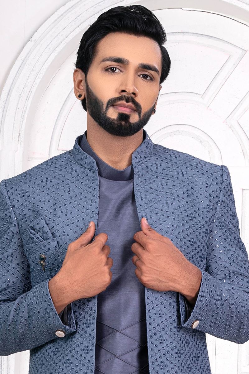 ExuberantGray Colored Men’s Designer Sherwani