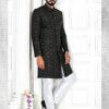 MajesticBottle Green and White Colored Men’s Designer Sherwani