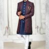 MarvelousNavy Blue and White Colored Men’s Designer Sherwani