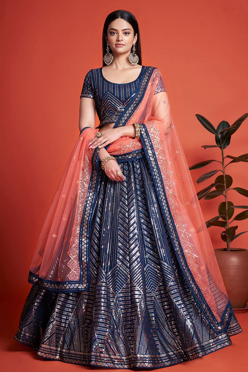 Flawless Blue Colored Designer Lehenga Choli