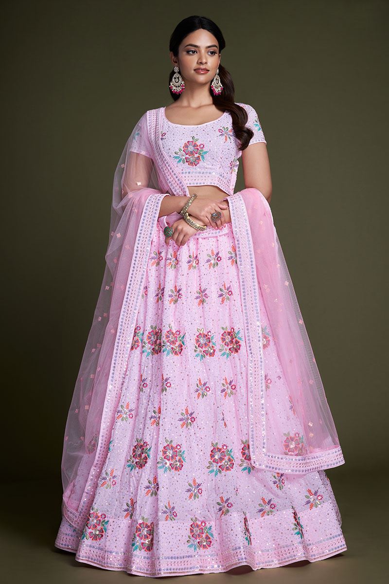 Awesome Pink Colored Designer Lehenga Choli