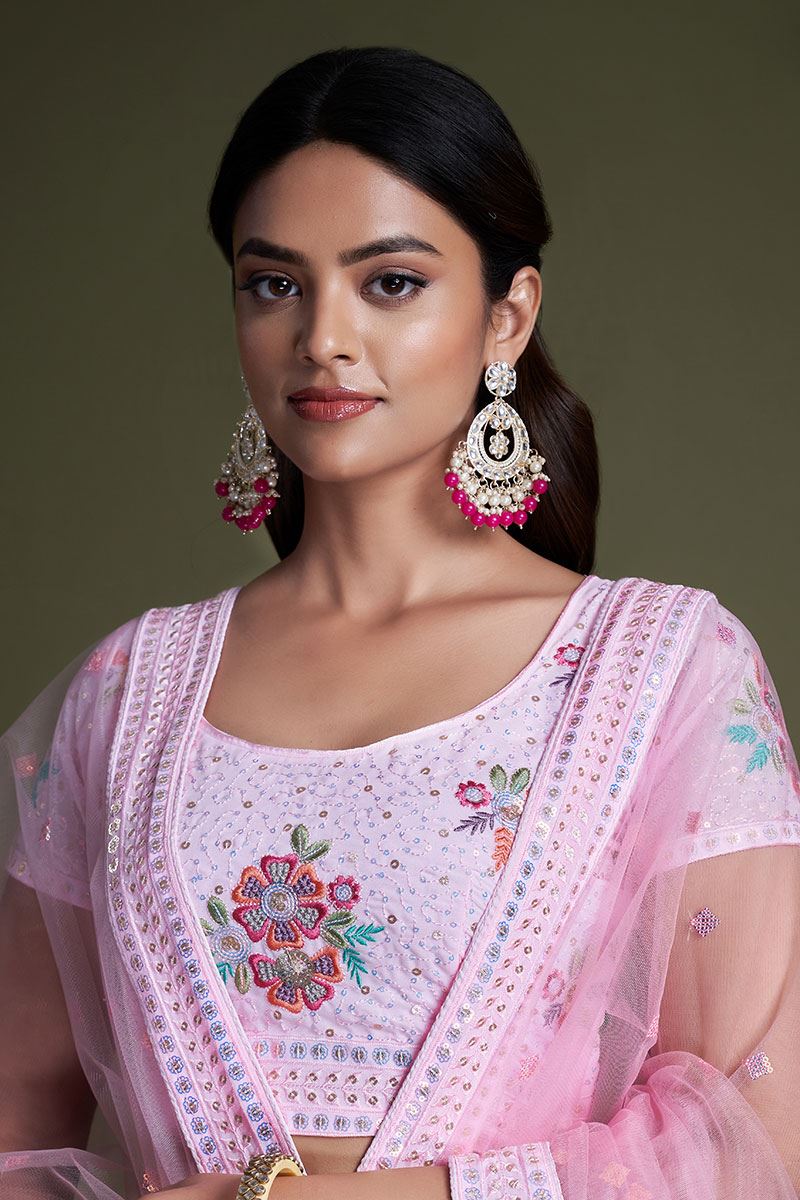 Awesome Pink Colored Designer Lehenga Choli