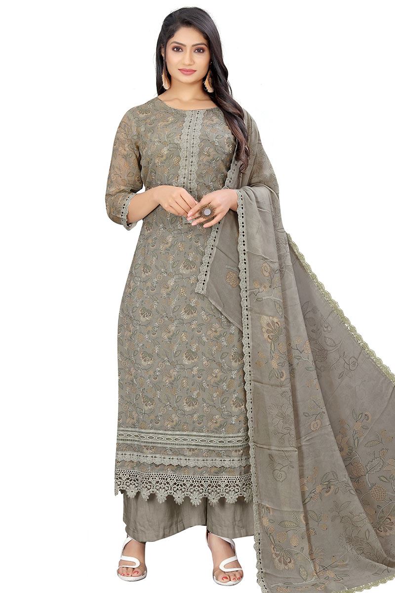 Artistic Grey Colored Designer Suit (Unstitched suit)