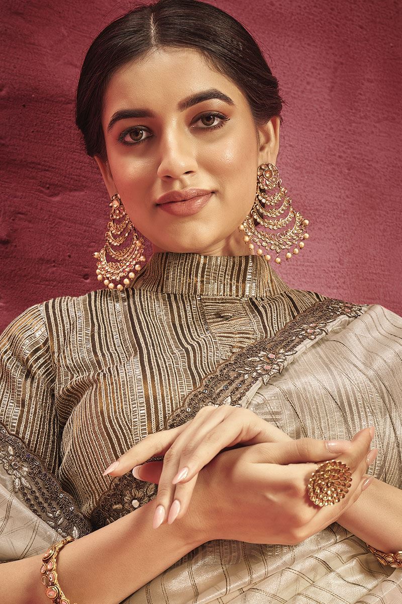 IrresistibleBeige Colored Designer Saree