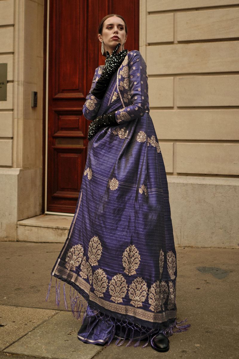 SmashingBlue Colored Designer Saree