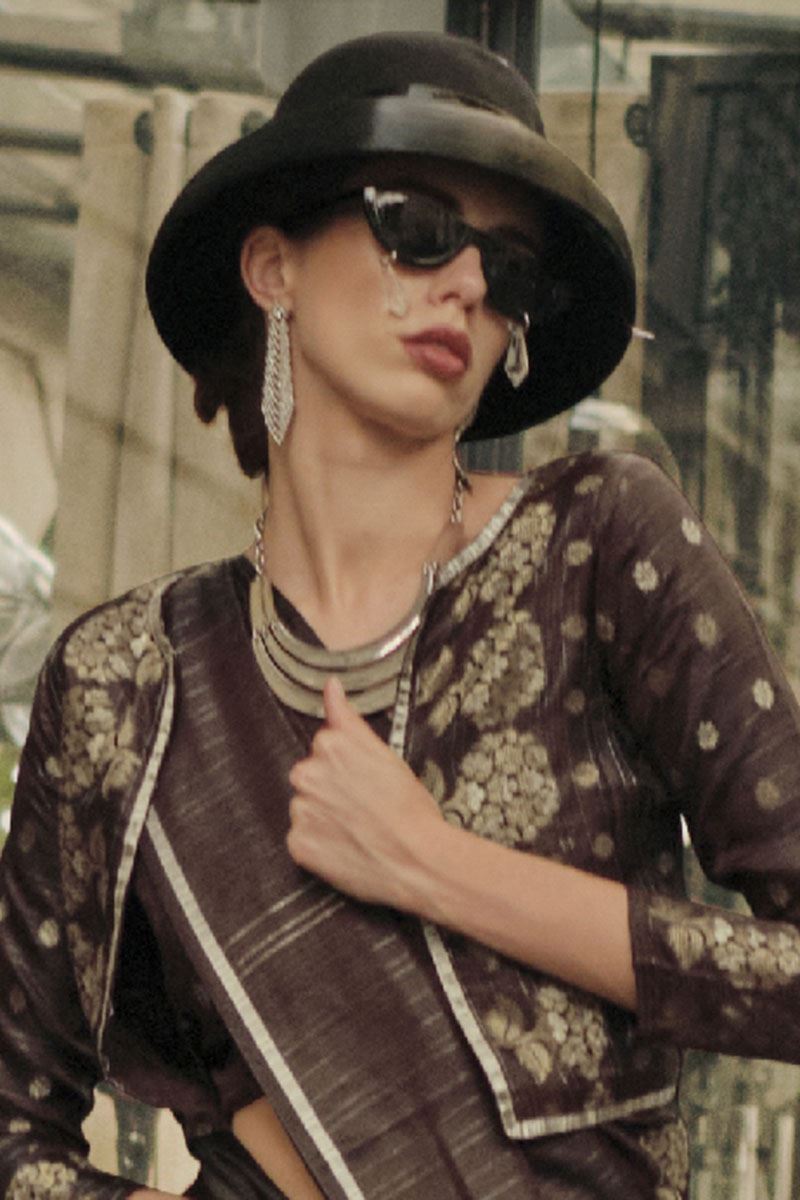 CharismaticBrown Colored Designer Saree