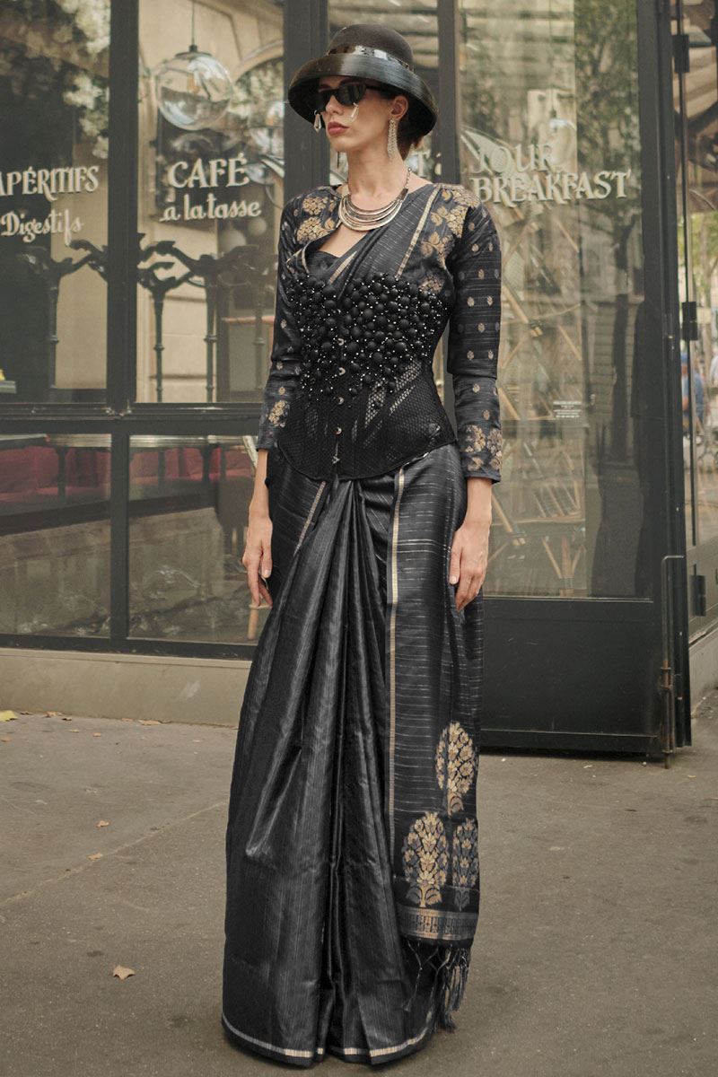 EthnicBlack Colored Designer Saree