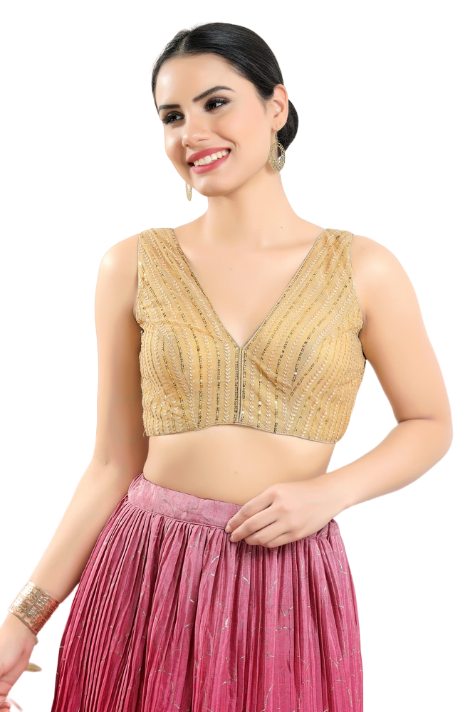 Impressive Gold Colored Designer Readymade Blouse