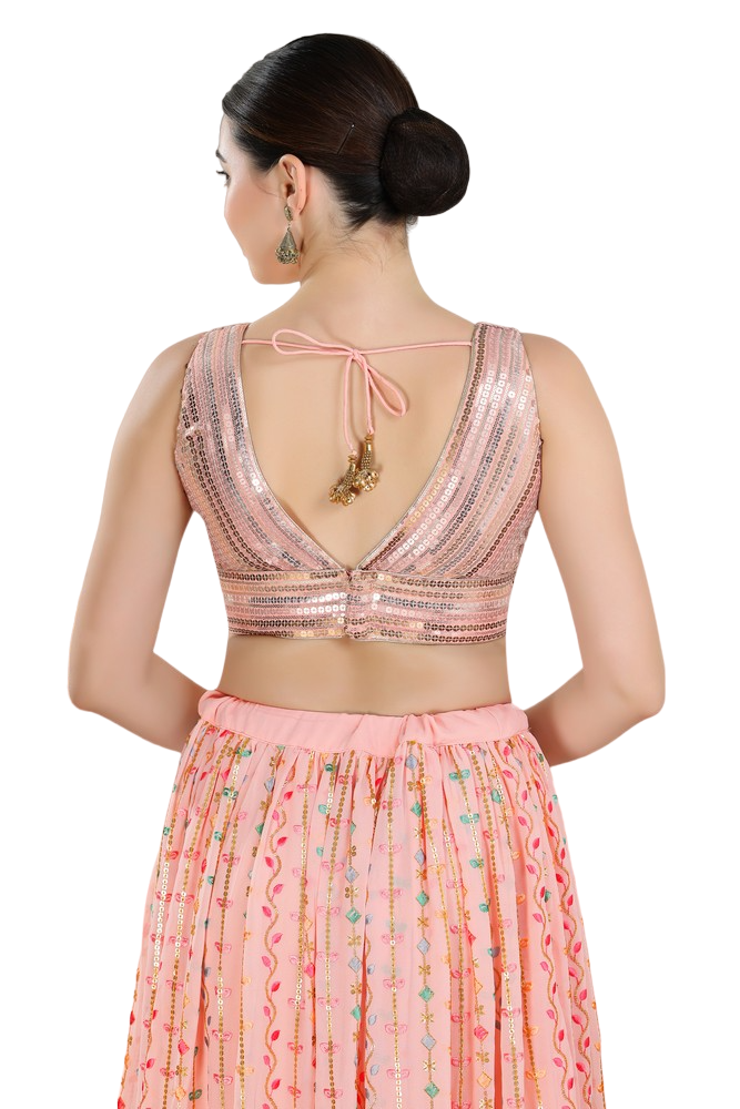 Glamorous Peach Colored Designer Readymade Blouse