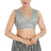 Exquisite Silver Colored Designer Readymade Blouse