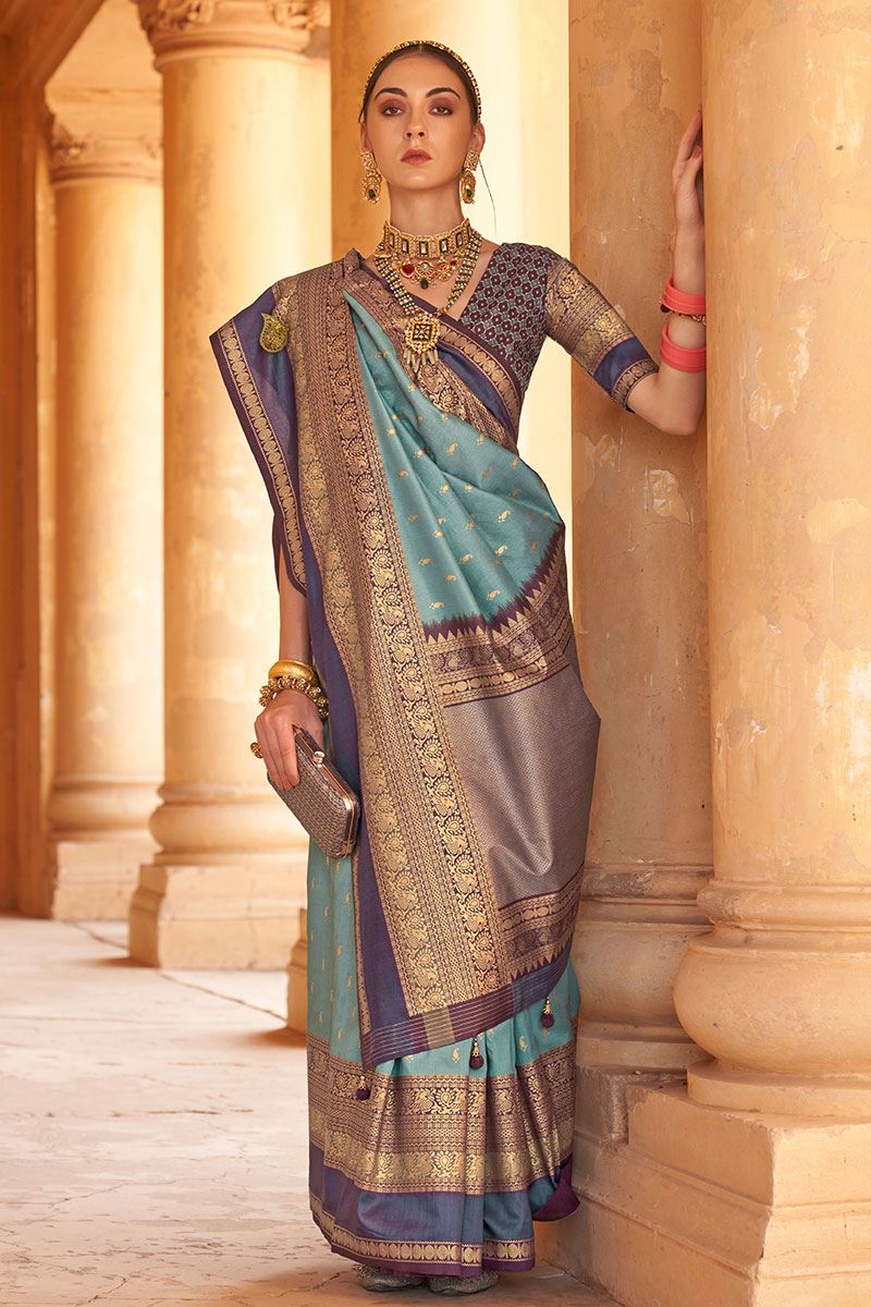 Artistic Rama Colored Designer Saree