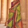 Magnificent Parrot Green Colored Designer Saree