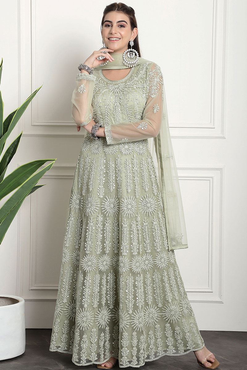 Gorgeous Green Colored Designer Suit (Unstitched suit)