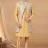 Amazing Gold and Chiku Colored Designer Indo-Western Readymade Sherwani