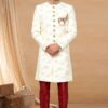 Bollywood Cream and Maroon Colored Designer Indo-Western Readymade Sherwani