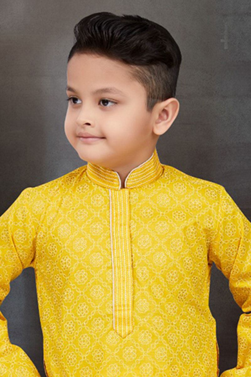 Captivating Yellow Colored Designer Kid’s Kurta Pajama Set