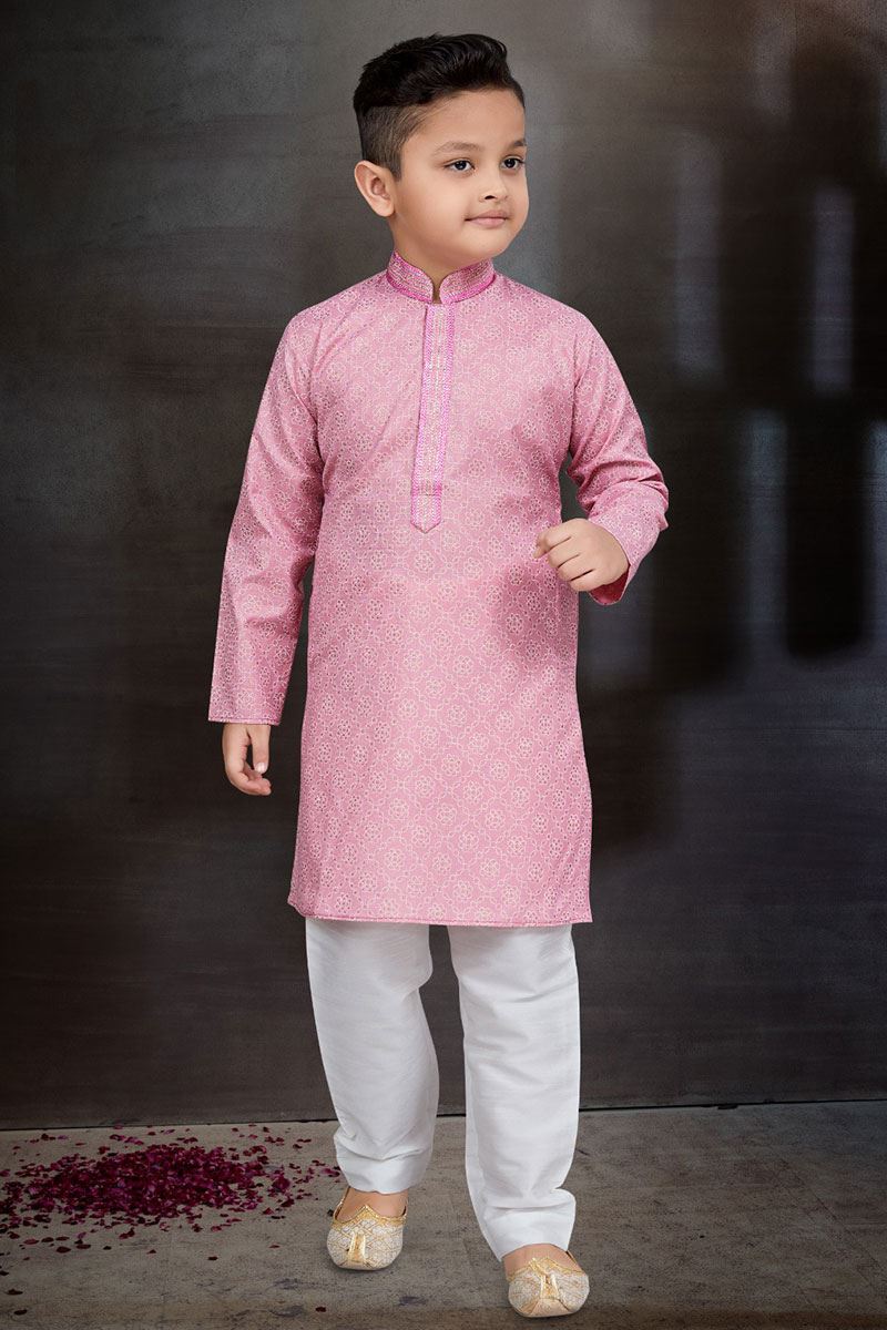Amazing Pink Colored Designer Kid’s Kurta Pajama Set