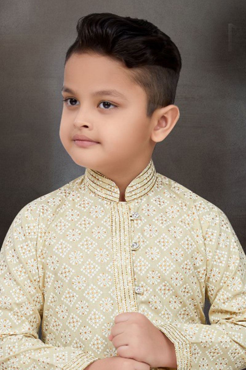 Awesome Light gold Colored Designer Kid’s Kurta Pajama Set