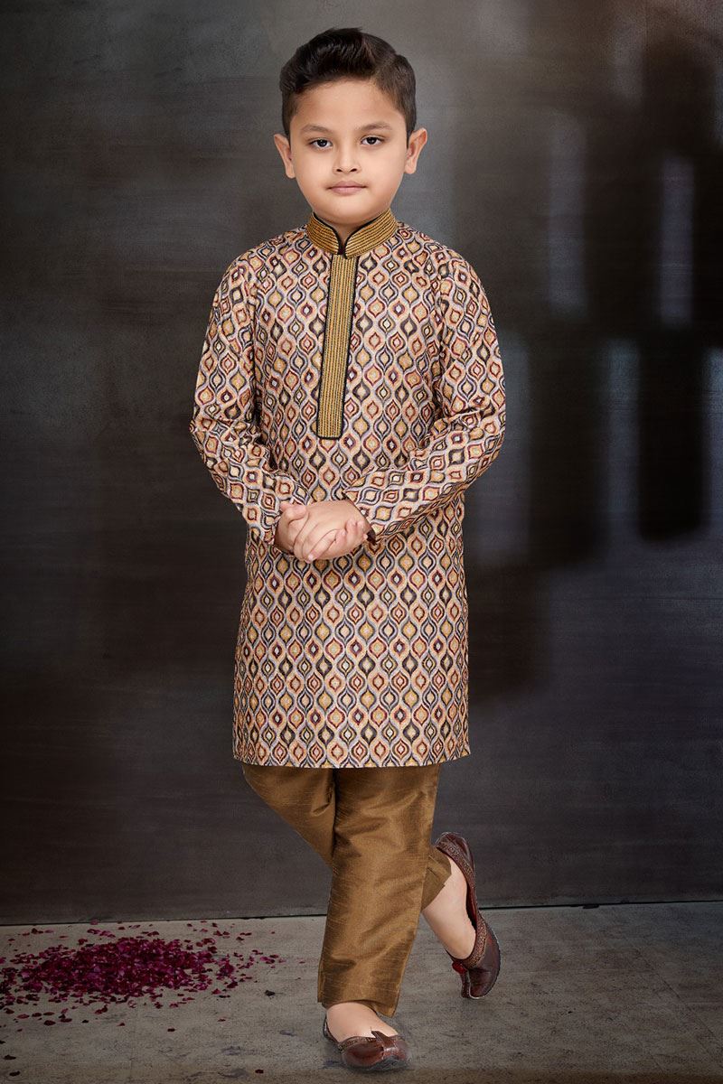 Classy Multi Colored Designer Kid’s Kurta Pajama Set