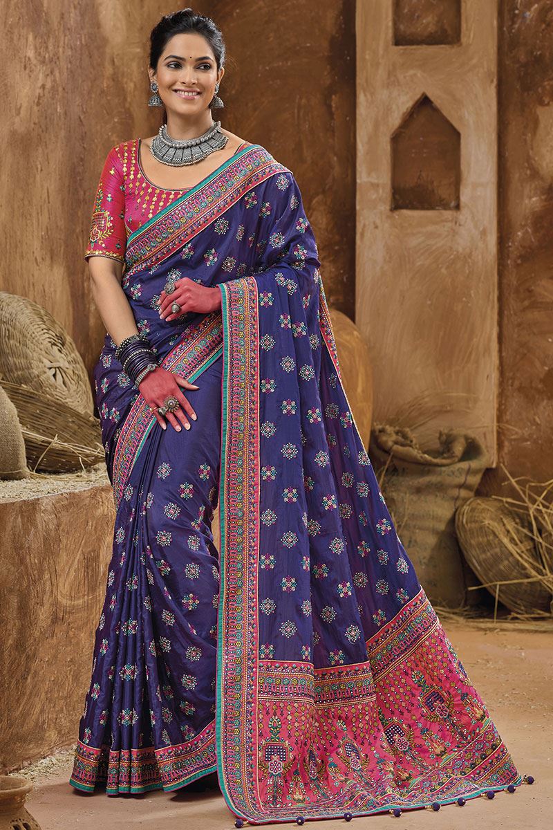 Flamboyant Blue Colored Designer Saree