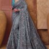 Striking Grey Colored Designer Saree