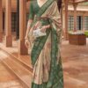 Attractive Cream and Green Colored Designer Saree