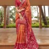 Enticing Orange and Pink Colored Designer Saree