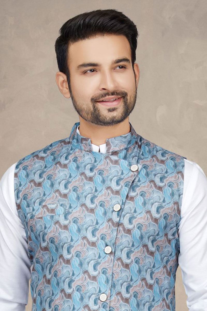 Captivating White Colored Designer Kurta Pajama Set
