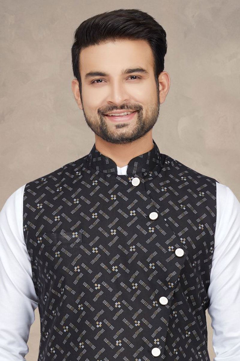 Charismatic White Colored Designer Kurta Pajama Set