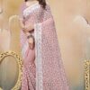 Stylish Dusty Peach Colored Designer Saree