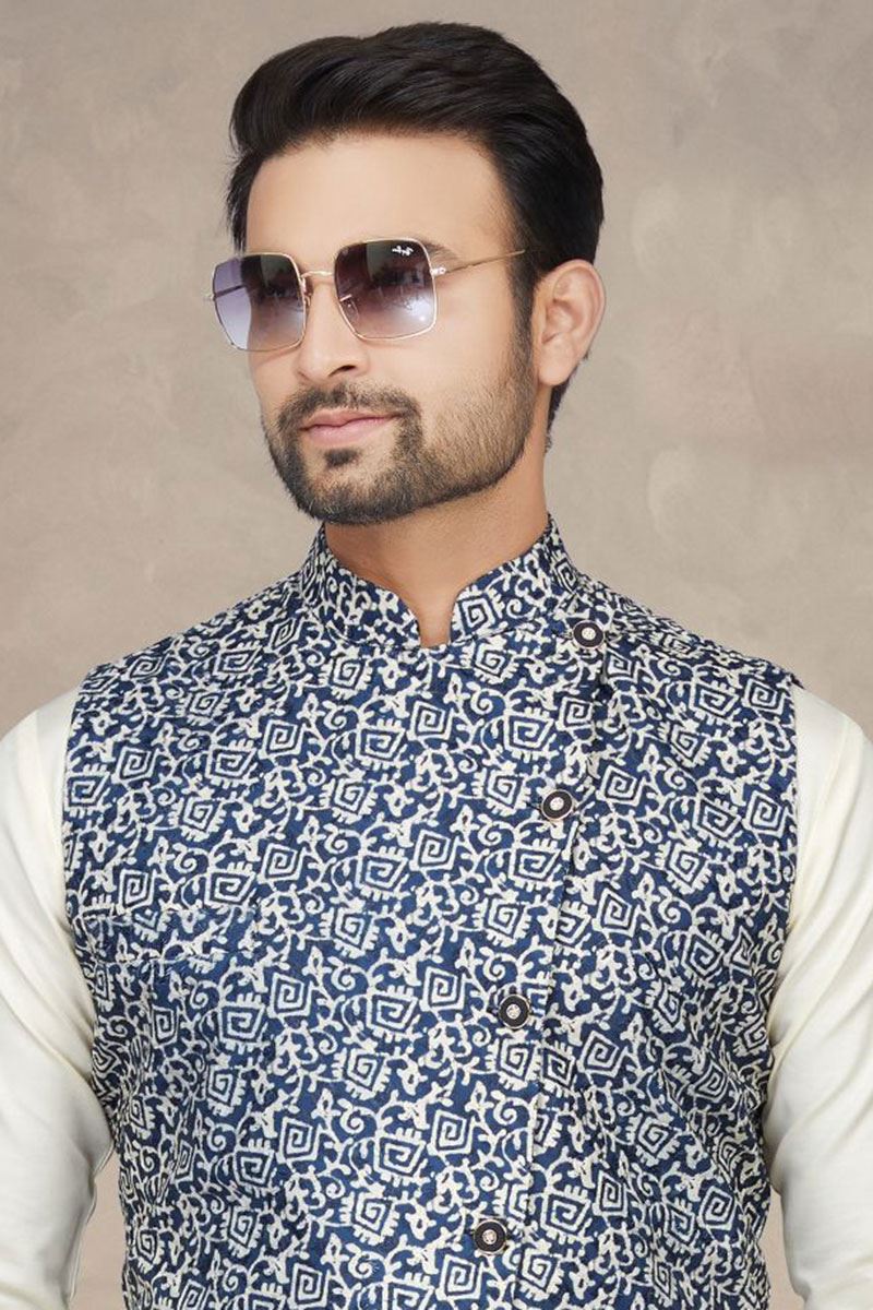 Royal Cream Colored Designer Kurta Pajama Set