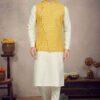 Impressive Cream Colored Designer Kurta Pajama Set