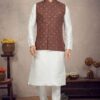 Fashionable Off White Colored Designer Kurta Pajama Set