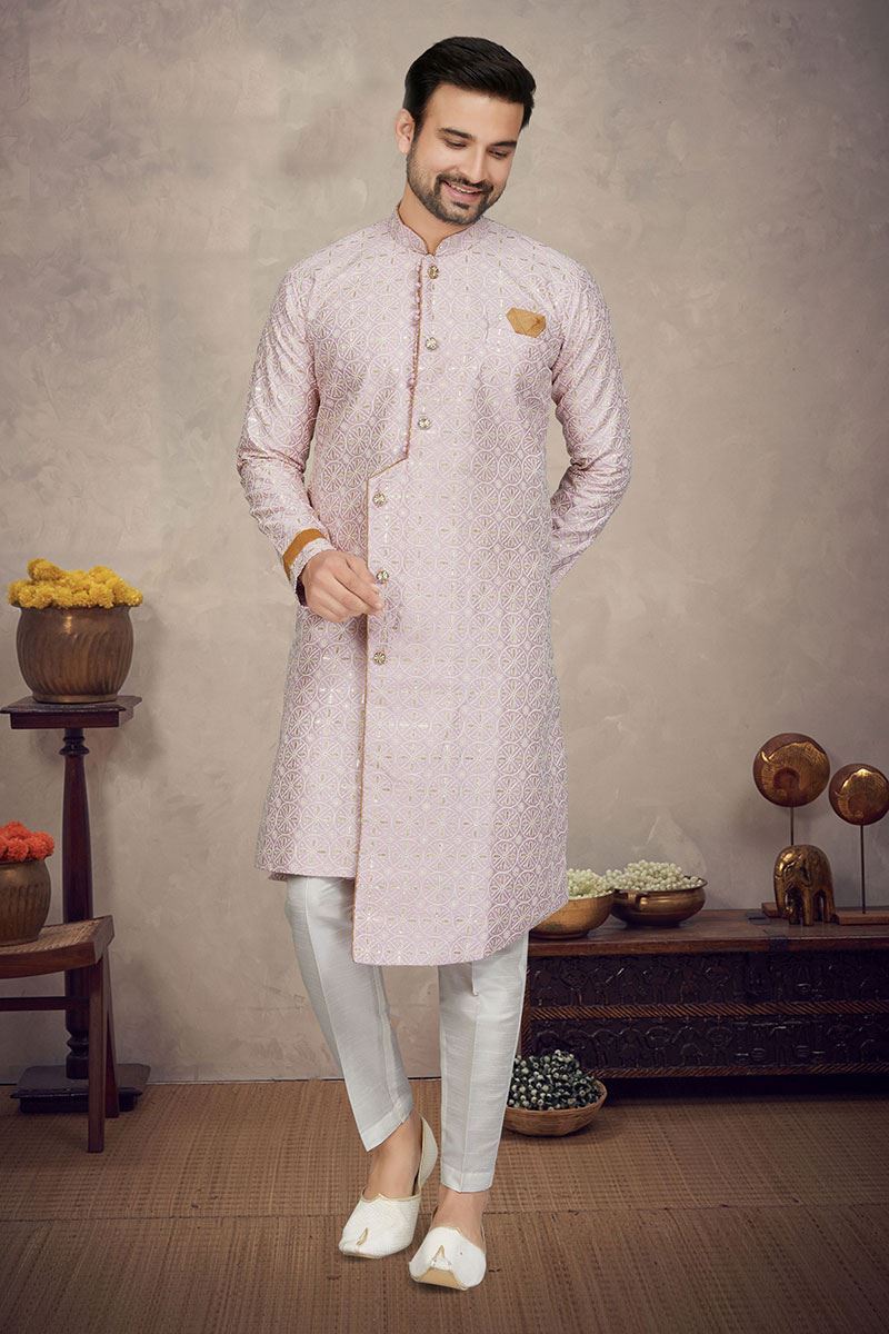 Captivating Lavender Colored Designer Readymade Sherwani