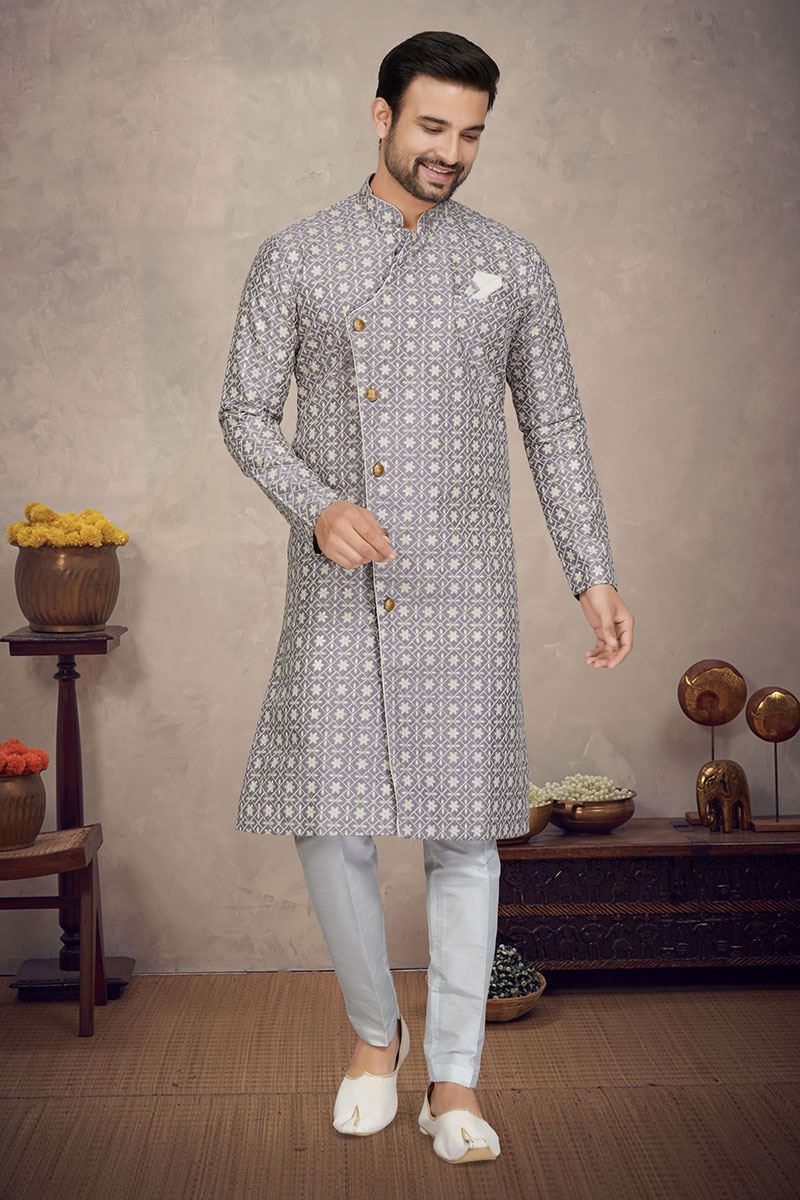 Charismatic Lavender Colored Designer Readymade Sherwani