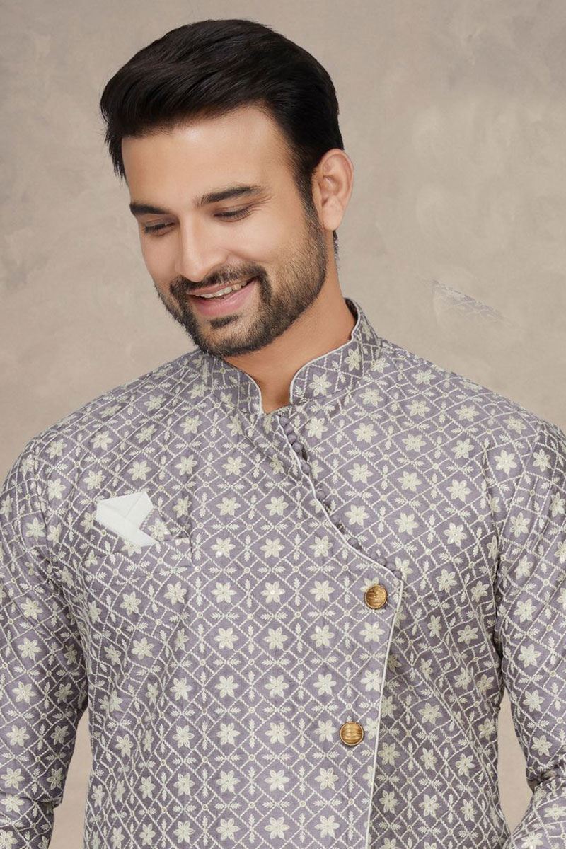 Charismatic Lavender Colored Designer Readymade Sherwani