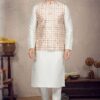 Impressive Cream Colored Designer Kurta Pajama Set