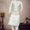 Delightful Cream Colored Designer Kurta Pajama Set