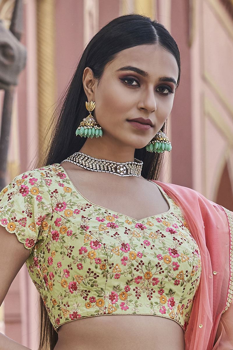 Creative Mint Green Colored Designer Lehenga Choli