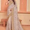 Trendy Dusty Chiku Colored Designer Saree