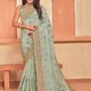 Exuberant Dusty Pista Colored Designer Saree