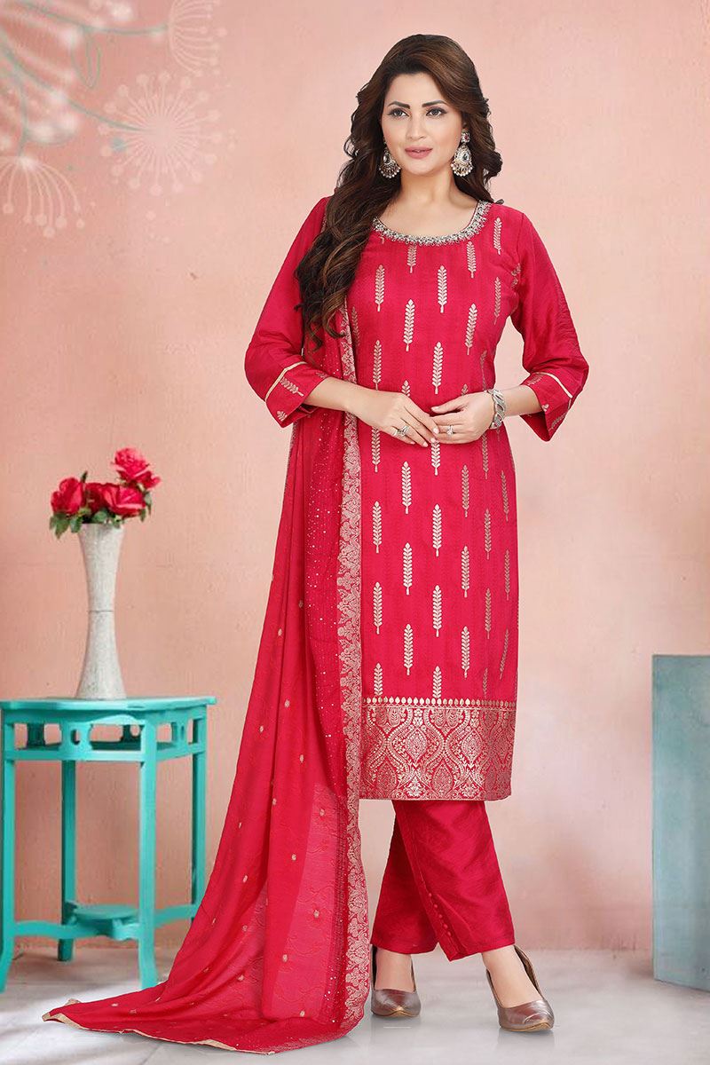 Delightful Pink Colored Designer Suit