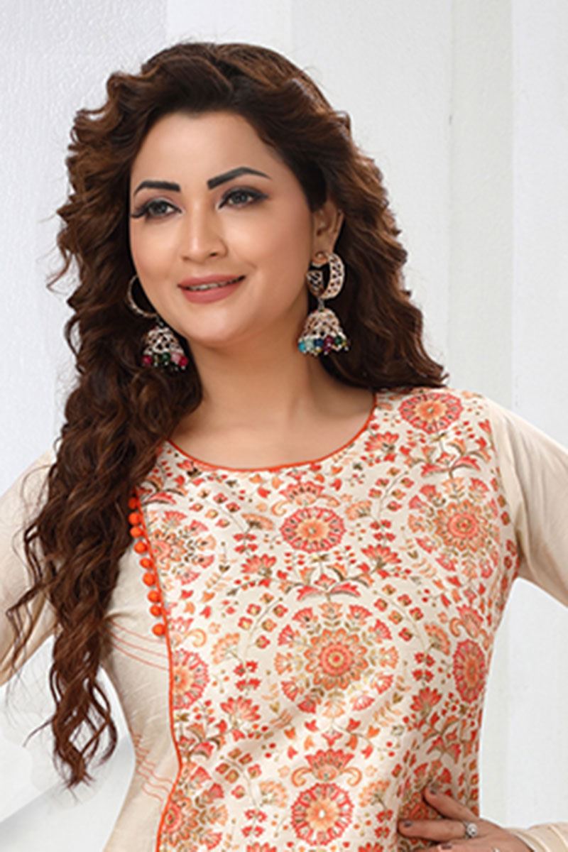 Magnificent Orange and Cream Colored Designer Suit